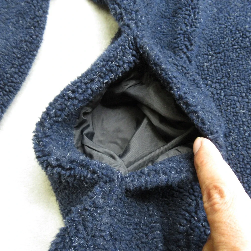 Pendleton Sweater Mens Large Blue‎ Pockets Fuzzy Sherpa Fleece 1/4 Zip Vintage